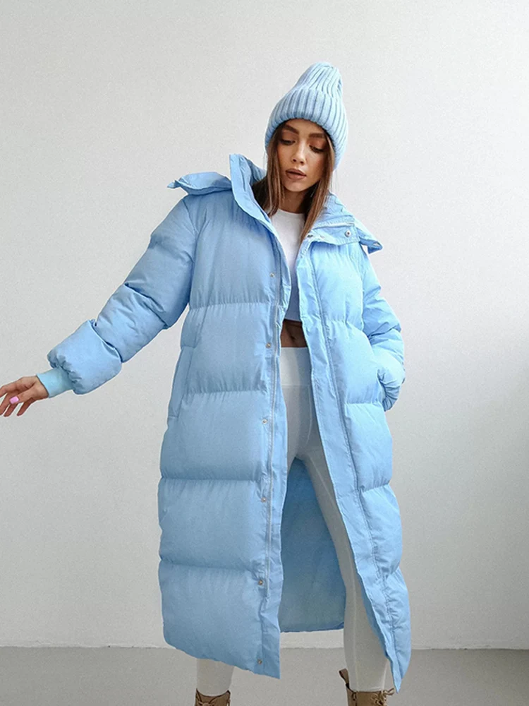 Casual Hooded Women Padded Jackets Loose Pocket Zipper Single Breasted  Female Mid Coats 2022 Autumn Winter Ladies Thic Jacket - AliExpress