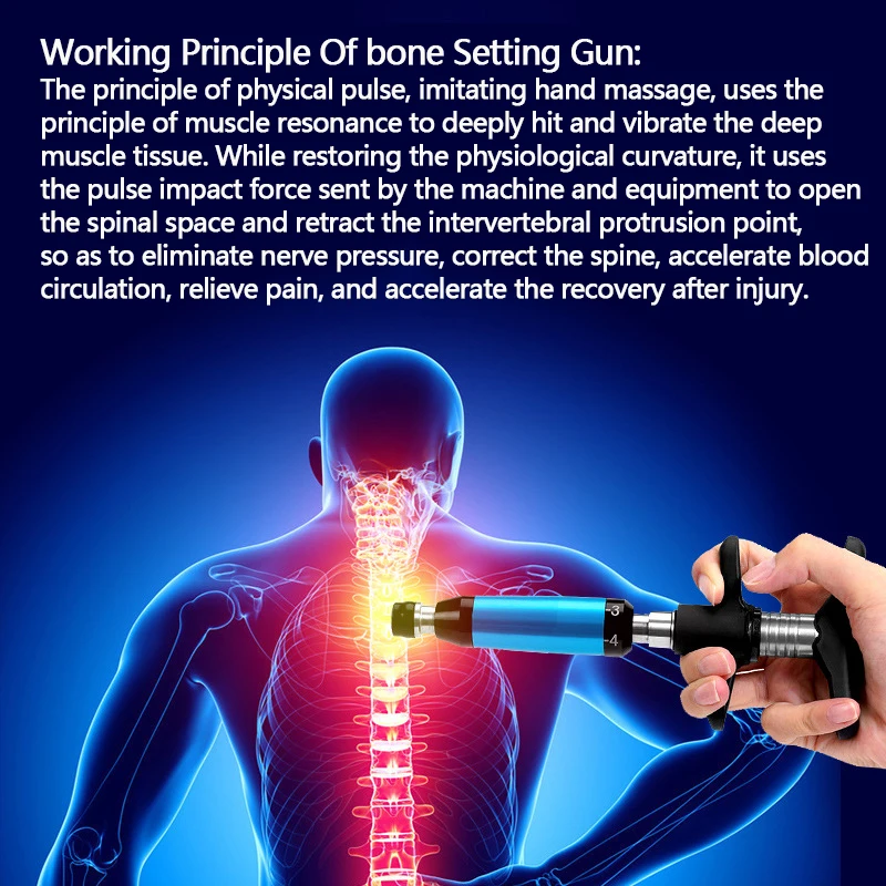 300N Chiropractic Adjustment Tool Spine 6 Levels 1/4 Heads Therapy Adjust Vertebration Tool Massager Manual Chiropractic Gun Set