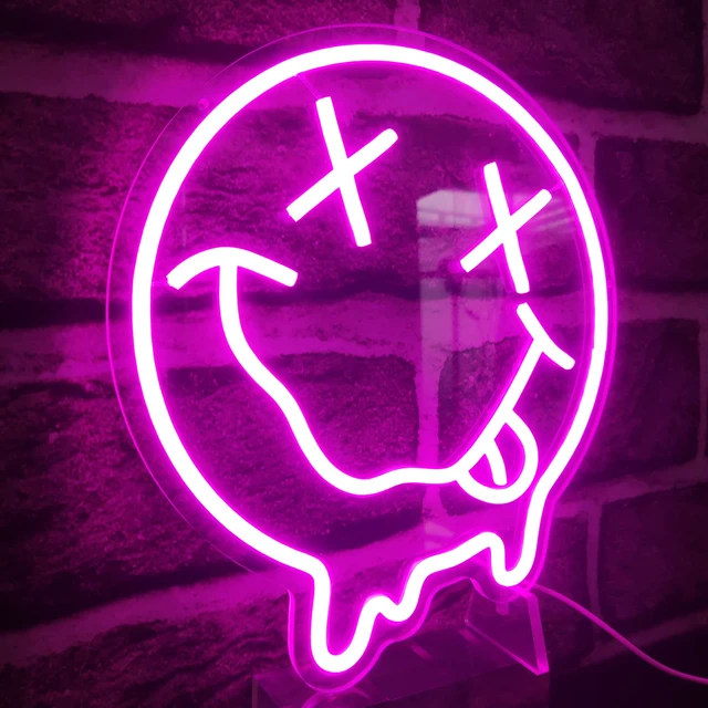 Heart Eyes Neon Emoji Sign for Tween or Teen Bedroom