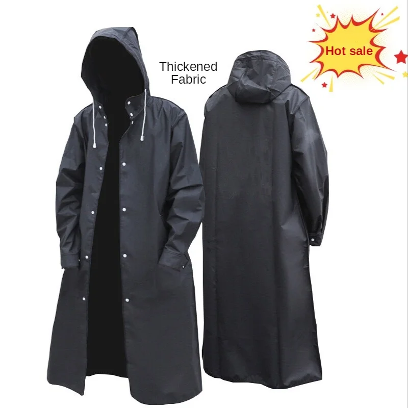 Thickening Long Raincoat Adult Unisex Black Fashion Eva Material Long Hooded Outdoor Travel Mountaineering Fishing Raincoats raincoat poncho