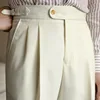Fall Men's Solid Color Suit Pant Slim Fit Feet Casual British High Waist Pants Office-trousers 2023 Men Dress Pant Trousers 1