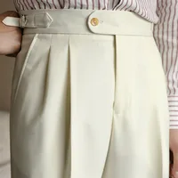 Fall Men's Solid Color Suit Pant Slim Fit Feet Casual British High Waist Pants Office-trousers 2023 Men Dress Pant Trousers 1