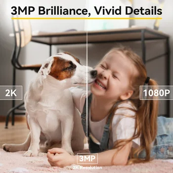 BoyKeep 3MP 5G/2.4GHz WiFi Indoor Home Security IP Smart Baby Monitor Camera Automatic Tracking 24/7 Video Surveillance Camera 3