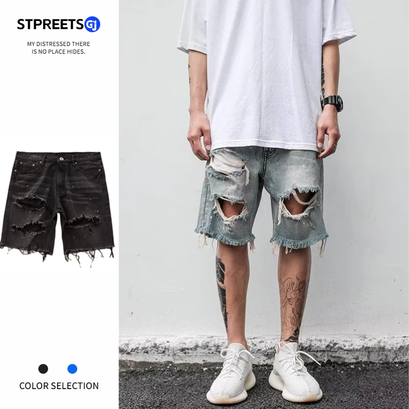 Pantalones Cortos De Mezclilla Elásticos Rasgados Para Mujer | Meses