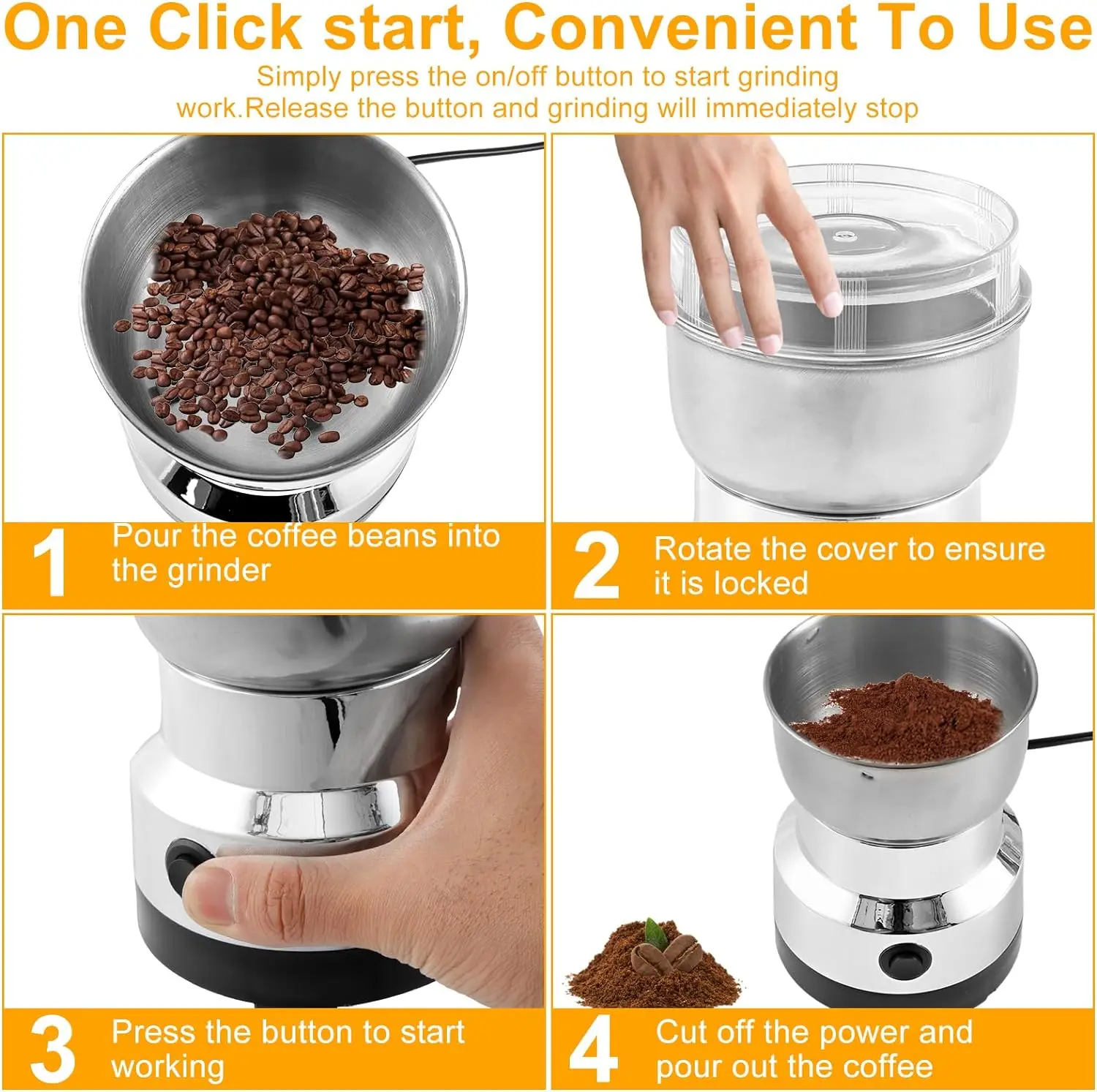 Description Picture 6 of itemElectric Coffee Grinders Mill Food Grinder Machine Coffee Beans Grains Herbs Seasonings Spices Grinding Machine Kitchen Tool