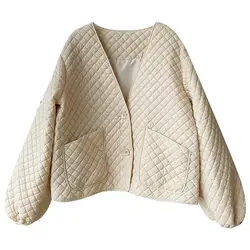 Overfit woman jacket Women's Lady short padded Parkas outerwear cotton quilted vintage coat Korean windbreaker Big Outerwoman