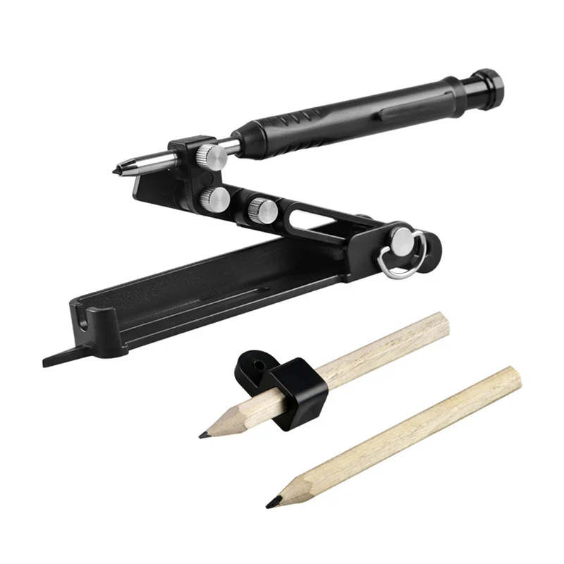 Multifunctional Profile Woodworking Scribing Tool deep hole Pencil Carpenter Maker Aluminum DIY Measuring Scribe Compass Ruler Woodworking Tools Woodworking Tool
