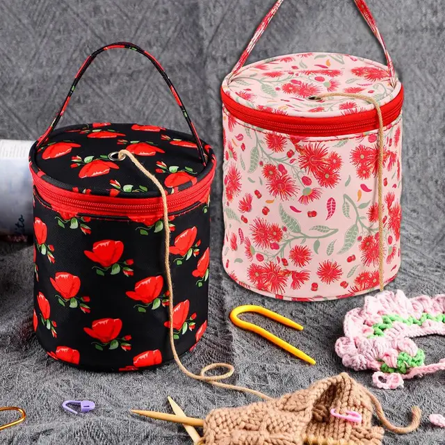 Yarn Storage Bag Round Knitting Wool Yarn Bags Organizer Crochet Sewing  Needles Handbag Weave Tools Accessories Bowl Crafts Tote - AliExpress