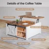 31.5 Inc Coffee Table, Square  Lift Top Coffees Tables  with Large Hidden Storage Compartment and Adjustable Shelves 2