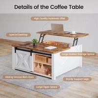 31.5 Inc Coffee Table, Square  Lift Top Coffees Tables  with Large Hidden Storage Compartment and Adjustable Shelves 2