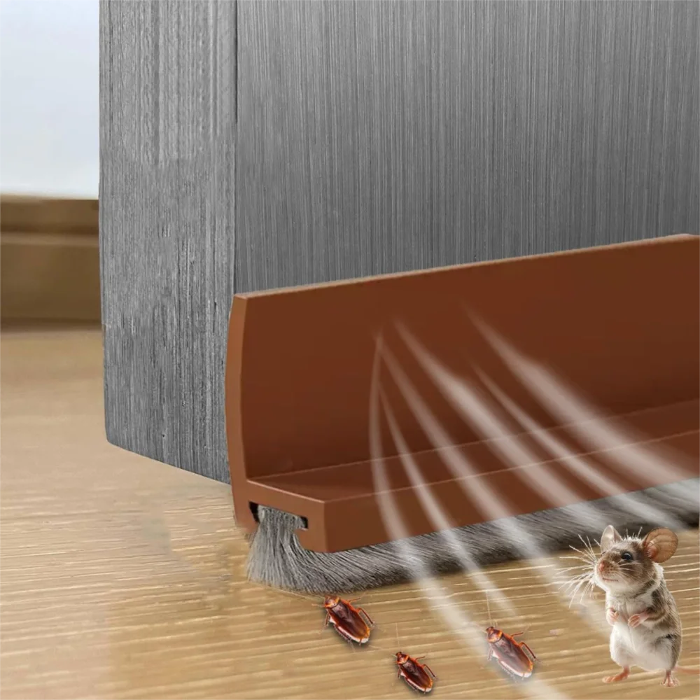 Premium Soundproof PVC Door Draft Stopper with Self-Adhesive Brush Design - 100cm Weatherproof Sealing Strip