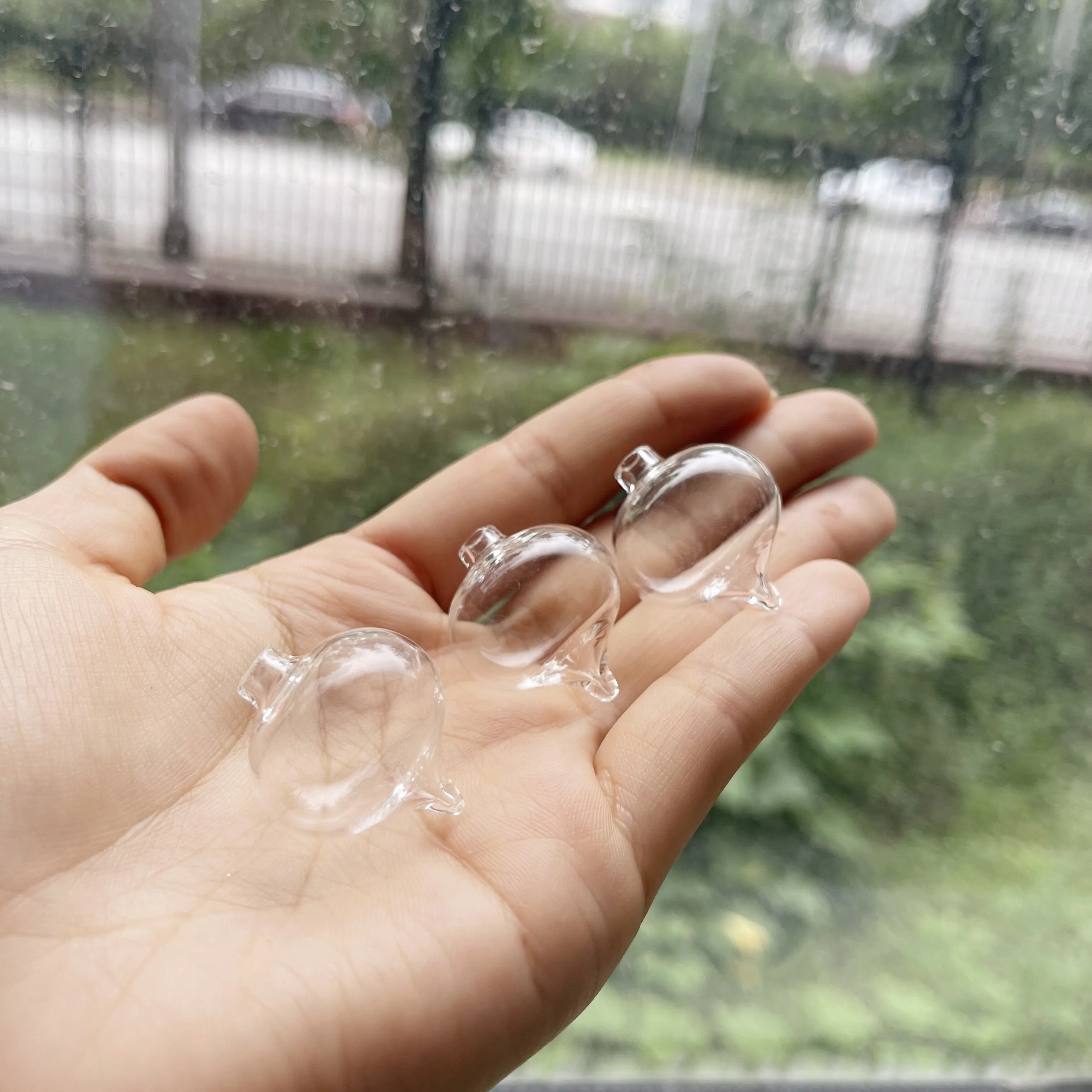 중공 유리 타원형 버블 바이알 펜던트, 유리 글로브 비즈, 유리 위싱 병, 바이알 쥬얼리 제작, DIY 액세서리, 5 개, 10 개, 20 개