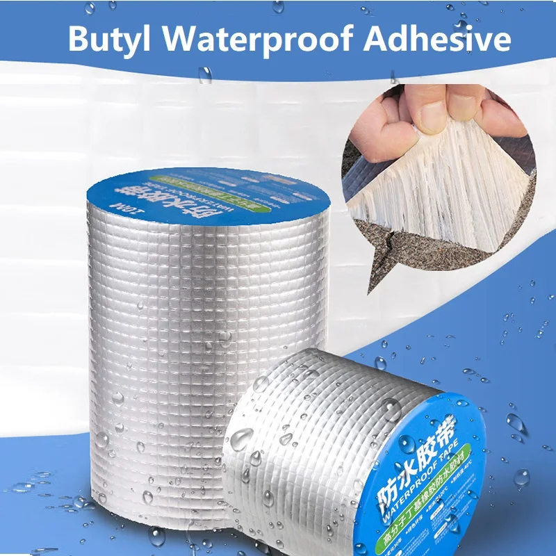 

Butyl Tape Waterproof High Temperature Resistant Aluminum Foil Thickened Wall Pool Roof Crack Pipe Repair Sealing Self-adhesive