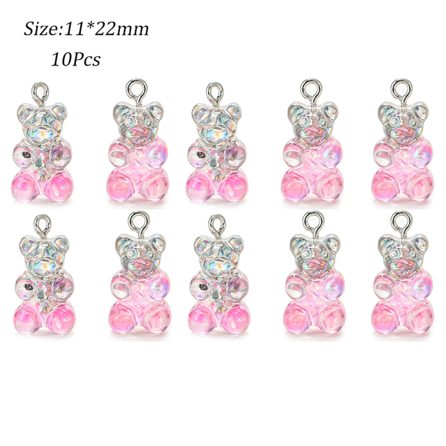 Colorful Gummy Bear Pendant Charms for Necklace Bracelet Diy Earrings Jewelry Bears Valentine's Day Gift 2.1*1.1cm