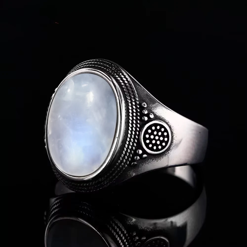 Moonheld Promise - Oval Moonstone Silver Ring 5