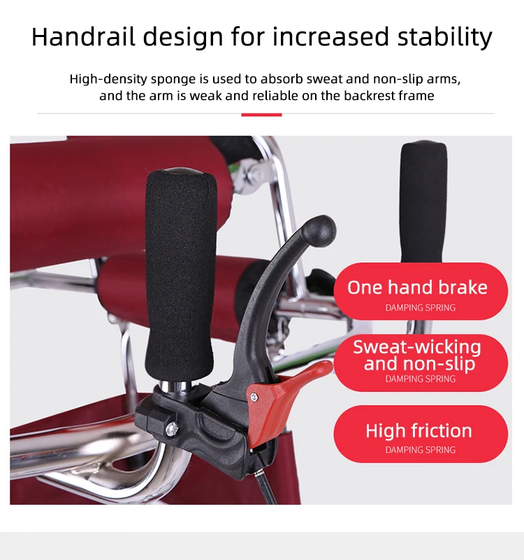 Assisted Lower Limb Walking Path Stand Walker Frame Equipment Stroke Hemiplegia Training Walker Rollator with Handbrake 4