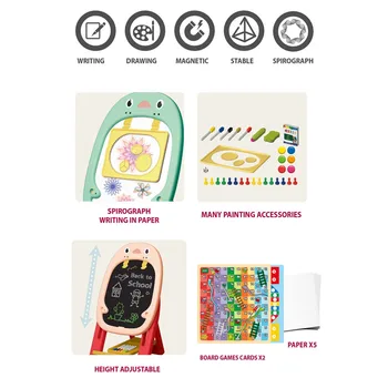 Art Easel For Kids Standing Easel With Magnetic Drawing Board Adjustable Art Table With Stands For Children And Toddlers 2