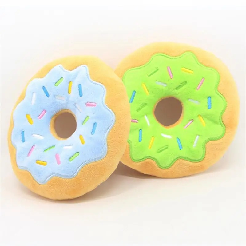 

Dog Donuts Plush Pet Dog Toys For Dogs Chew Toy Christmas Puppy Squeaker Sound Toys Funny Puppy Small Medium Dog Interactive Toy