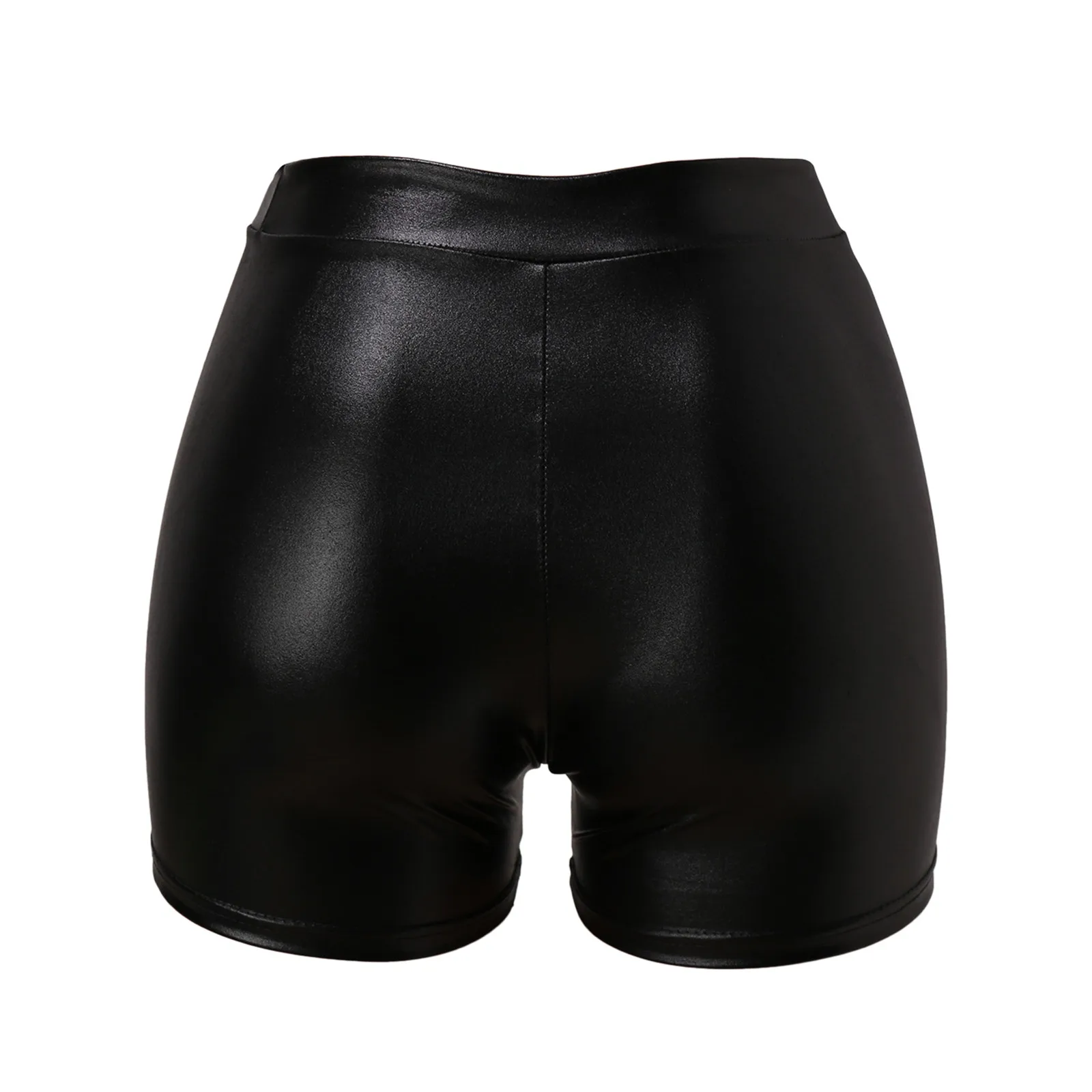 Women High Waist Stretch Push Up Black Short Leather Pants Sports Fitness Female Sexy Slim Shorts Sexy Nightclub Leather Shorts