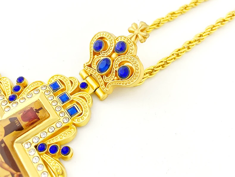 HTISOK Orthodoxer Jesus-Kreuz-Anhänger mit Kette, Zinklegierung, religiöser Schmuck für erschwingliche christliche Halskette, Geschenk – Detail 4