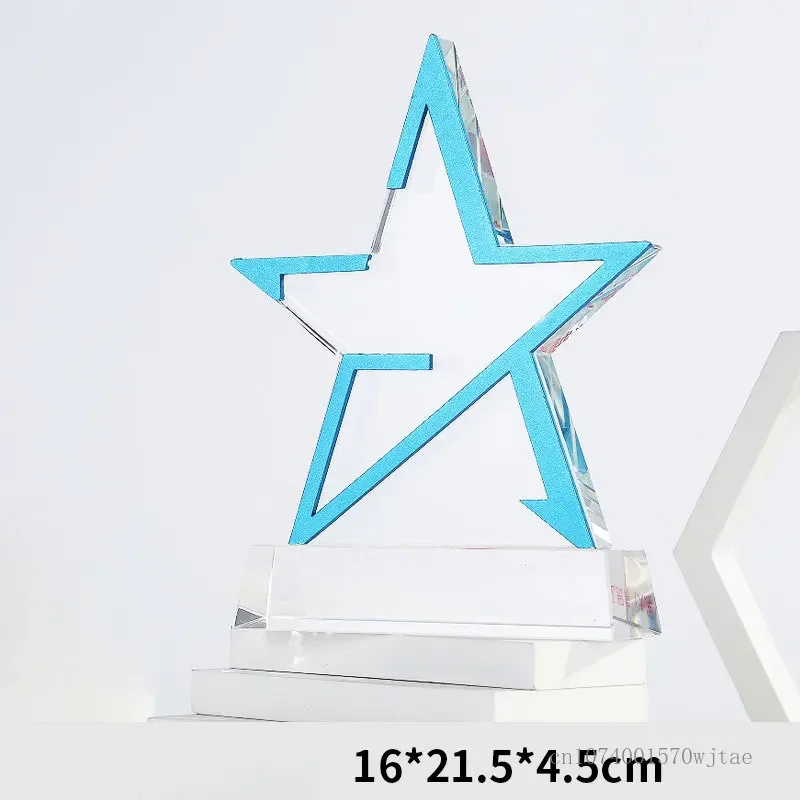 Creative Metal Aluminum Alloy Crystal Trophy, Sand Blasting Carving Decoration Medal Company's Annual Meeting Award Souvenir 1Pc