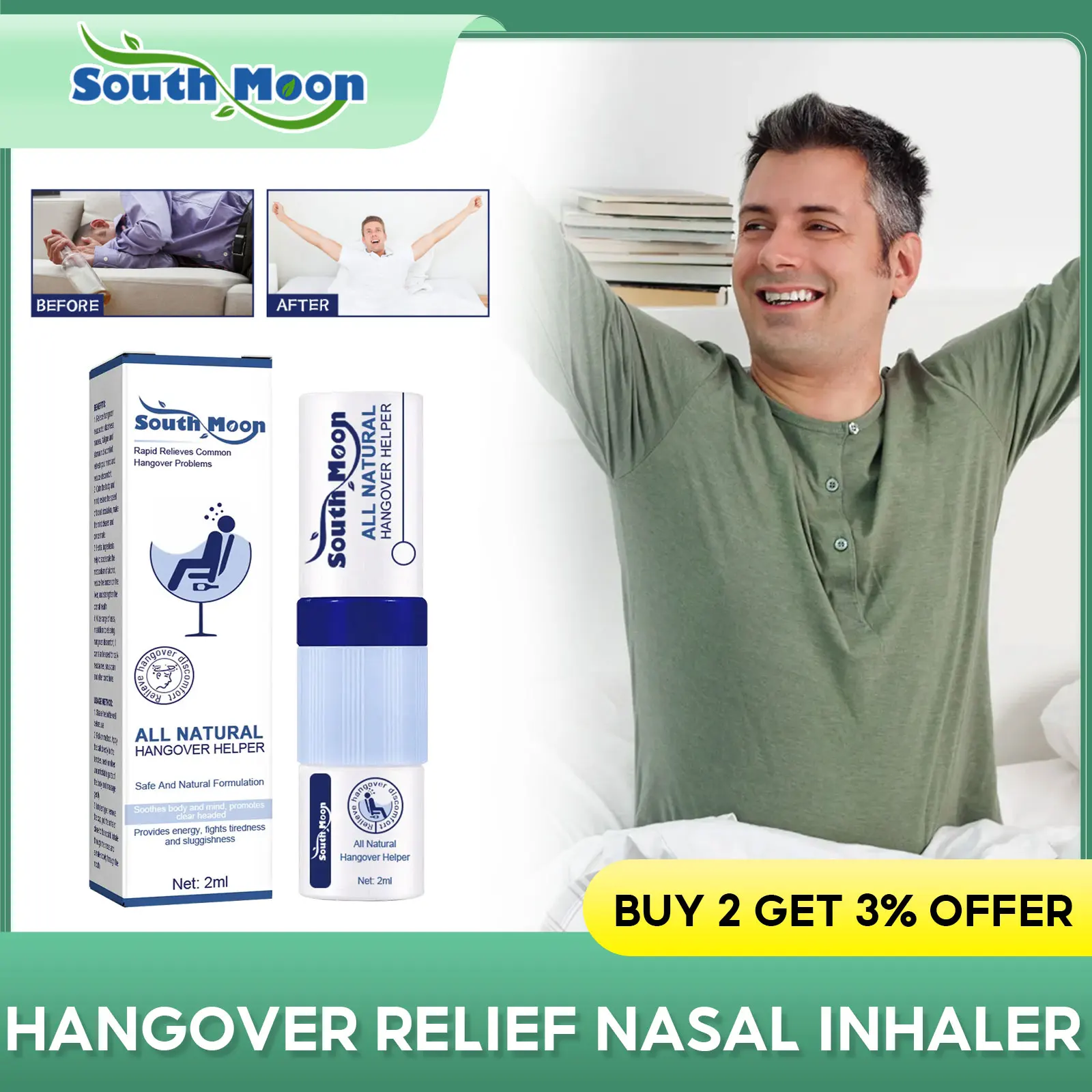 

Hangover Relief Nasal Inhaler Cure Drunk Headache Dizziness Hangover Recover Dispel Alcohol Refreshing Protect Liver Health Care