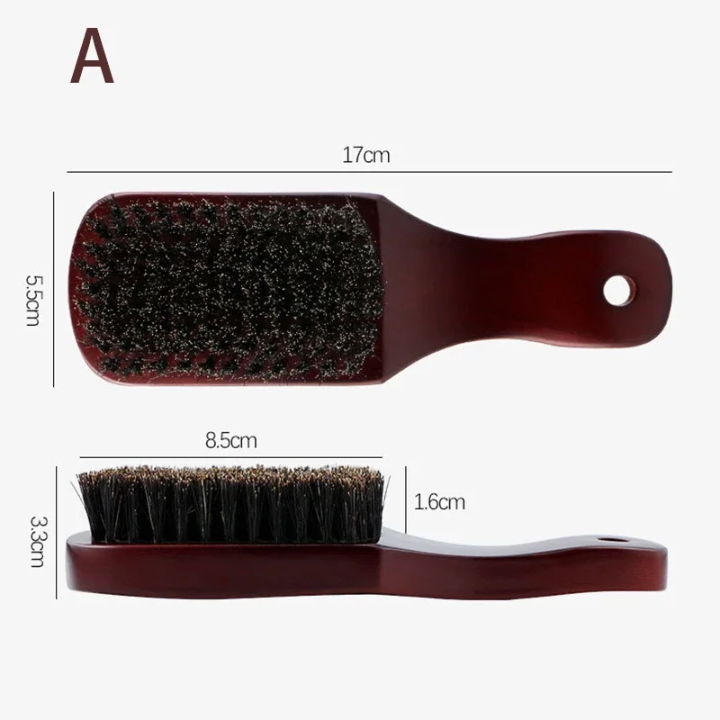 Wood Handle Boar Bristle Hair Brush Men Beard Anti Static Barber Hair Styling Shaving Tool