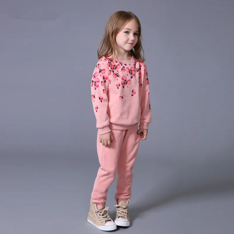 Spring Autumn Girls Clothing Set Floral Kids Suit Set Casual Two-piece Sport Suit For Girl Tracksuit