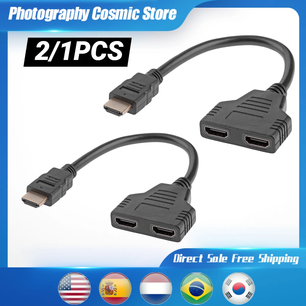 2/1PCS HDMI Splitter Volle HD 1080P Video HDMI Switch Switcher 1X2