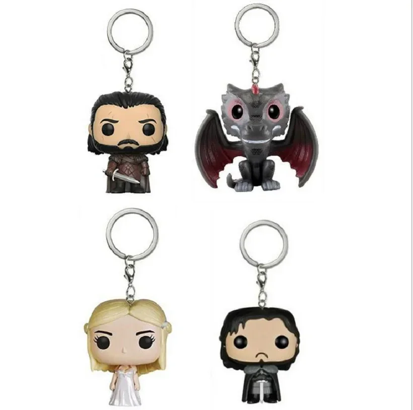Брелоки Funko Q Version, брелок с изображением Джона Сноу и меча, Дейнерис Таргариенов, Дрого, автомобильный брелок, подвеска, кольцо, экшн-фигурки, игрушки