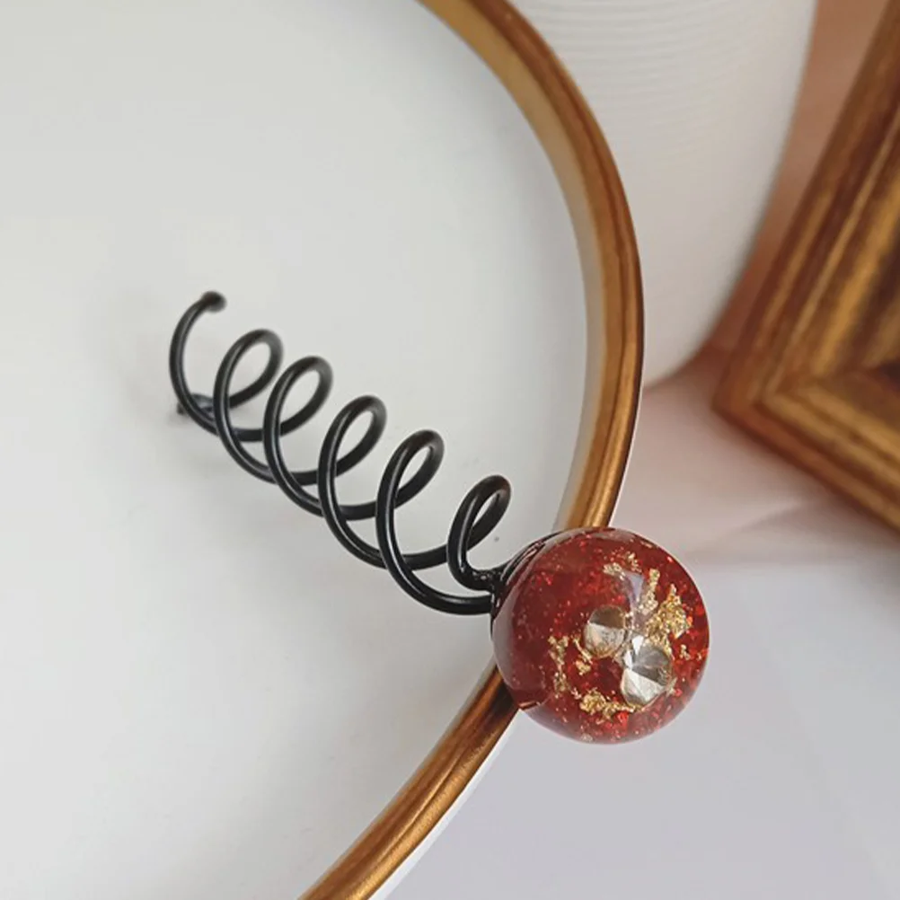 

2 Pcs Tiara Korean Style Ball Head Lazy Spiral Clamp Hair Iron Bun Accessories for Women Screw Clip Pin Miss