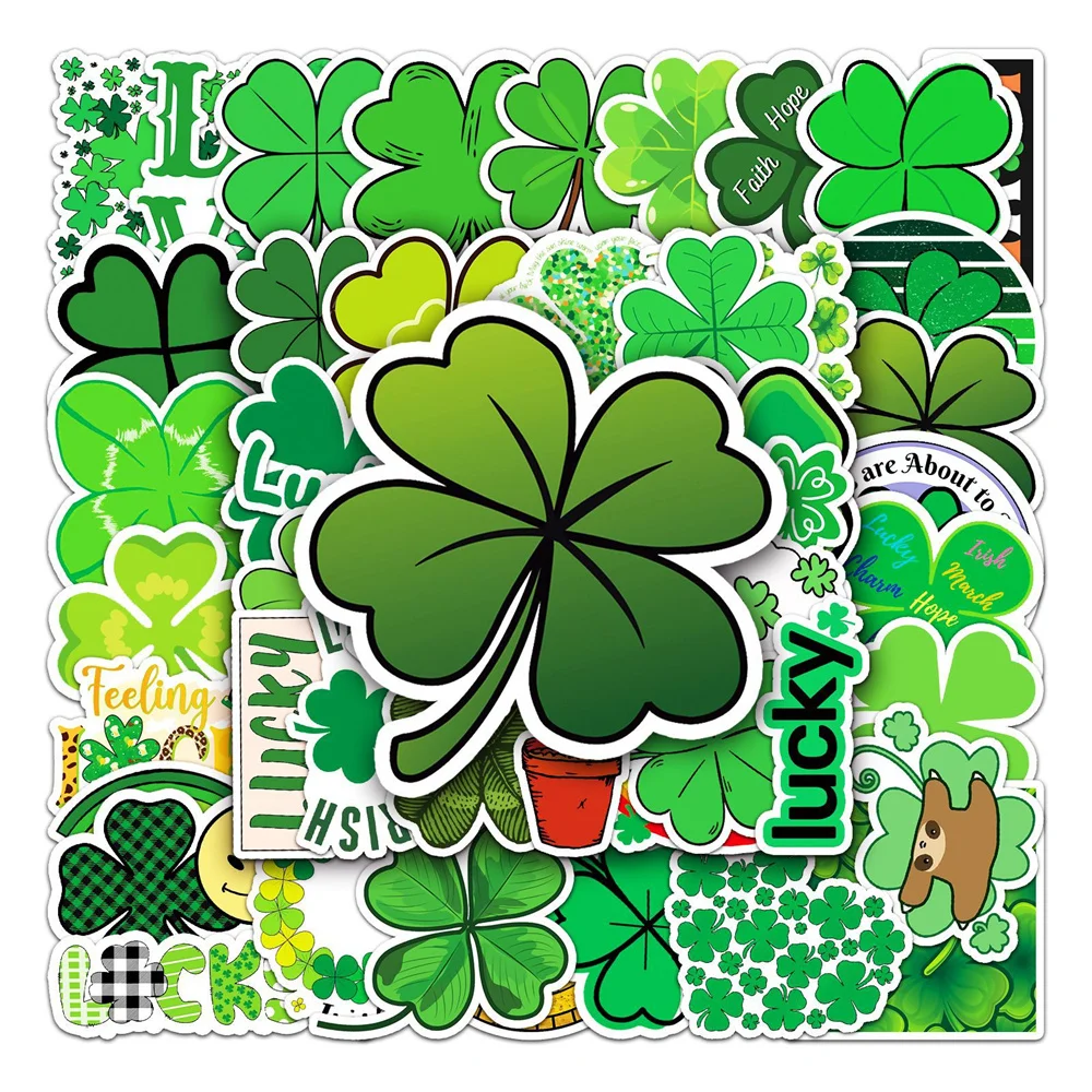 

10/30/50PCS Four-Leaf Clover Graffiti Sticker Cartoon Creative Sticker Desk Guitar Refrigerator Car Waterproof Sticker Wholesale