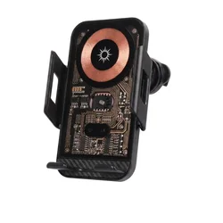 15W Wireless Car Charger with Air Vent Mount and Transparent Navigation Bracket for Fast Charging Smartphones (Black)