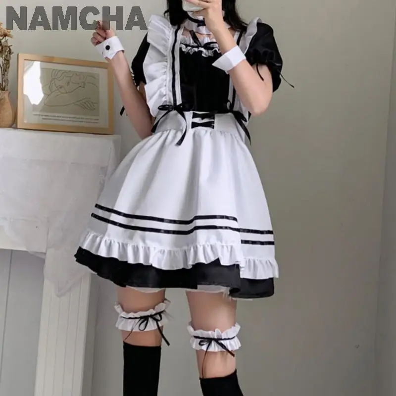 

Black Cute Lolita Dress for Women Girls Sweet Lovely Pink Maid Outfit Cosplay Costume Anime Halloween Clothing Suit 2023