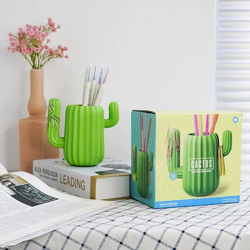 

Pen Holder Creative Student Stationery Desktop Cactus Desk Multifunction Storage Box PE Pen Container Brush Pot Office Supplies