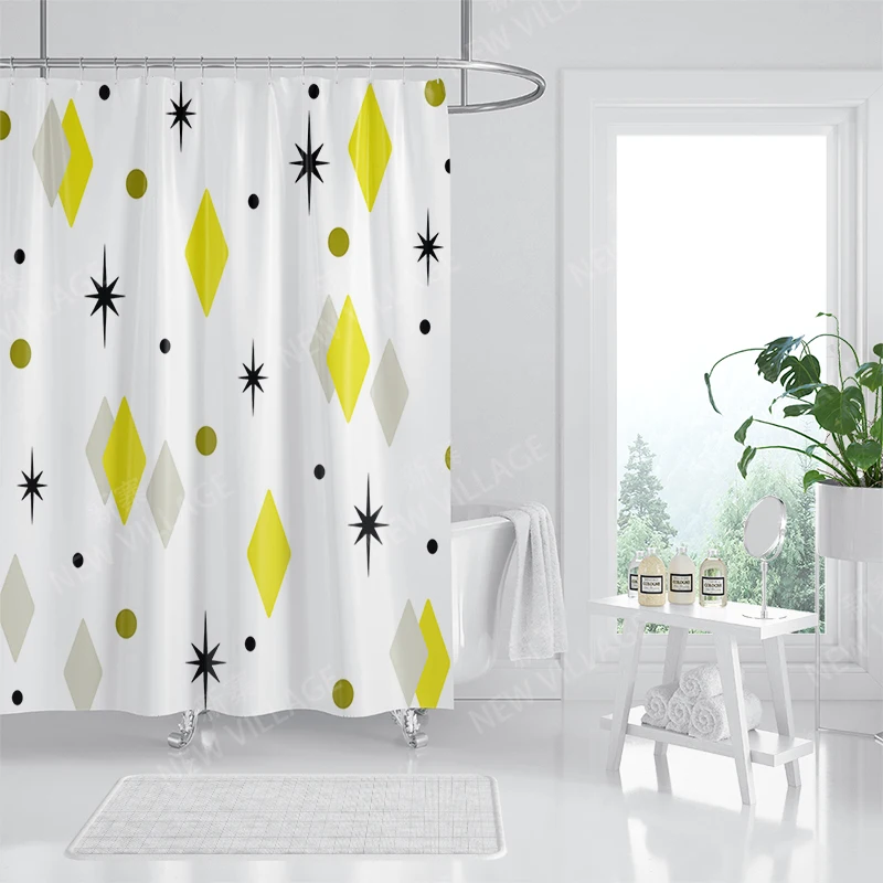 Waterproof fabric shower curtains Bathroom curtain accessories 180x200 Bath curtain for shower 240*248 nordic boho decoration 3