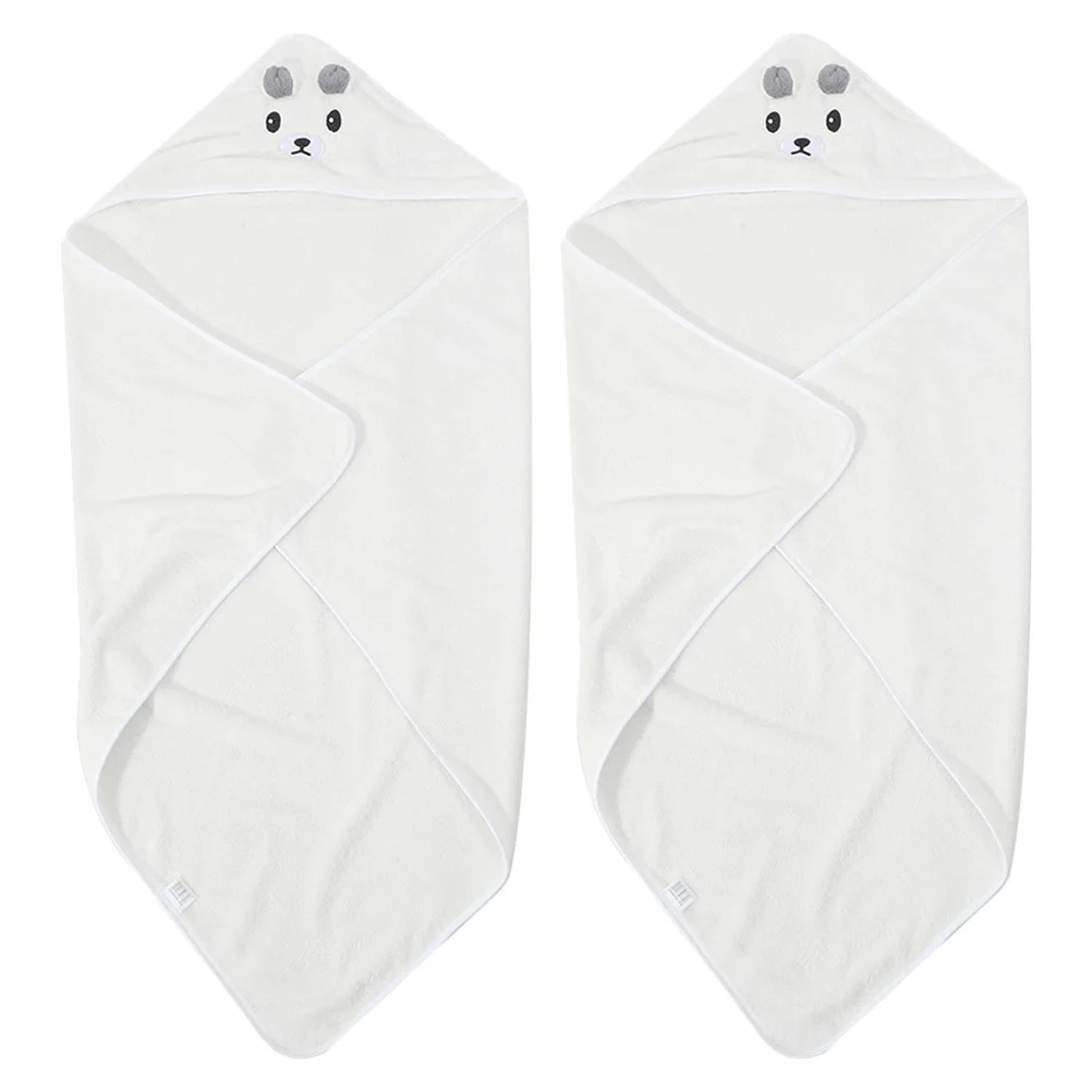 

Банные полотенца для новорожденных, 2 шт., с капюшоном, мультяшная супервпитывающая накидка, белые, для малышей