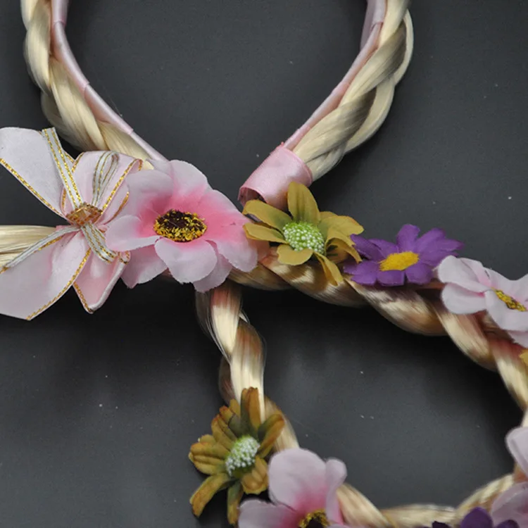 Long haired Lepei Princess thick braid headband small crown floral children's clothing Christmas headwear hair accessories
