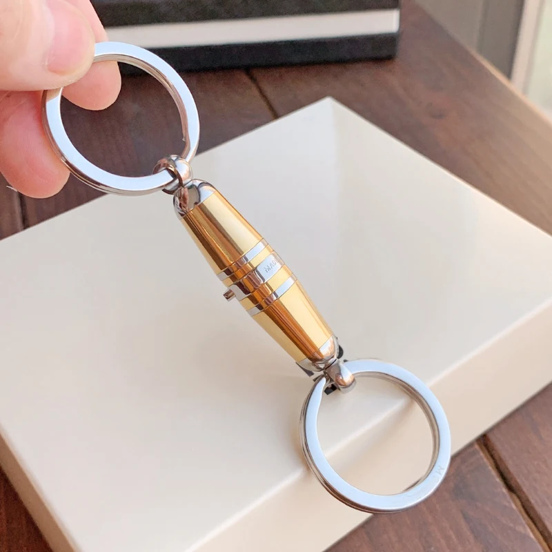 LJ2 Luxury MB Key Chain Black & Yellow Smooth Paint Car 316 Stainless Steel Double Ring High Quality Gift