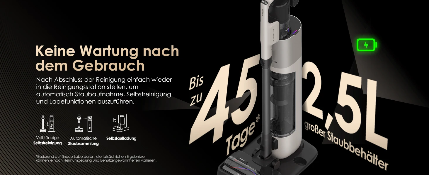 Tineco Pure ONE Station 5 PRO Kabelloser Akku Staubsauger, vollständiger Selbstreinigung, 200AW Saugkraft, ZeroTangle, EdgeSense – Detail 4