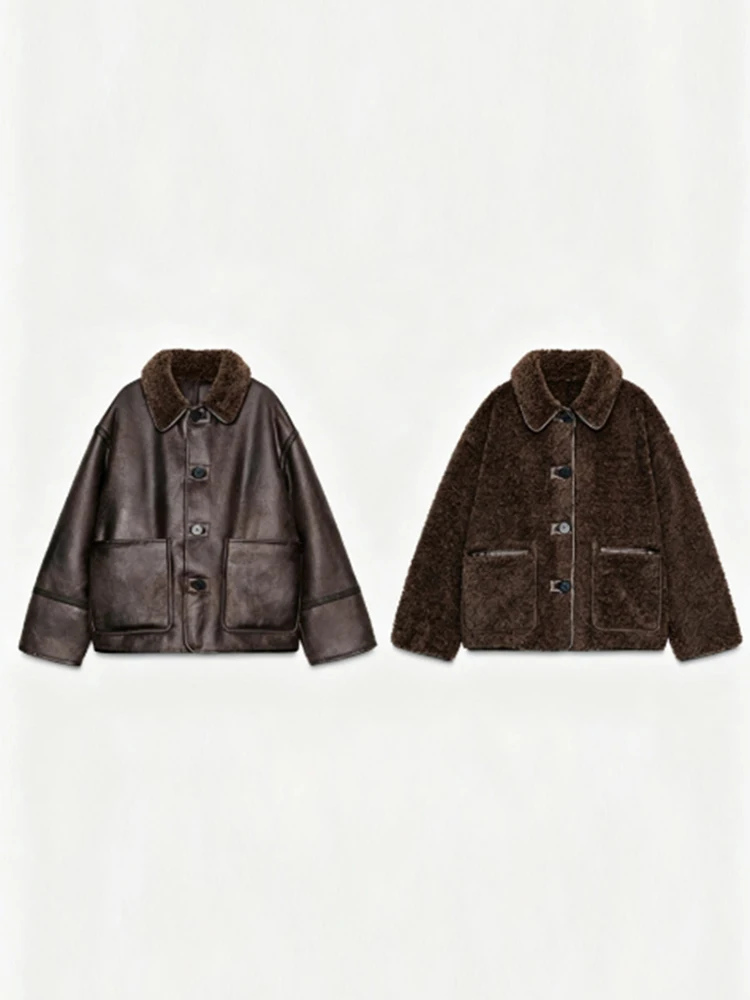 Damen-Wintermäntel, Reversknopf, wendbar, Bomberjacken, Herbst 2022, weiblich, langärmelig, Taschenmantel, modische Damen-Oberbekleidung – Detail 19