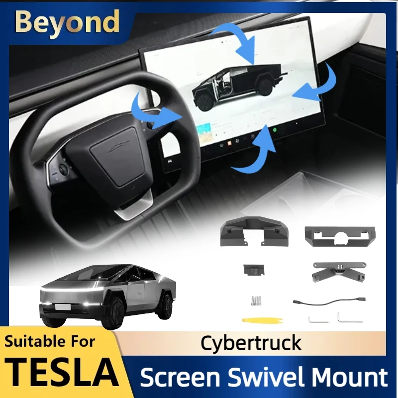 Screen Swivel Mount For Tesla Cybertruck Screen Rotating Bracket 4 Way Adjustment Center Console Display Monitor Rotate Holder