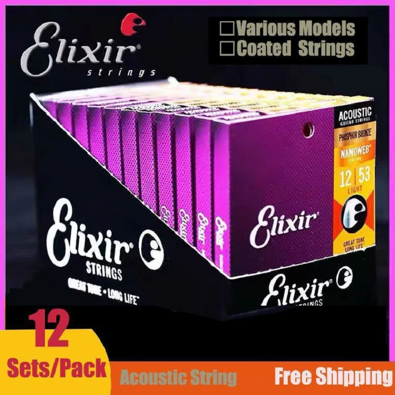 Elixir Electric Guitar Strings 12 Elixir Acoustic Guitar Strings 12