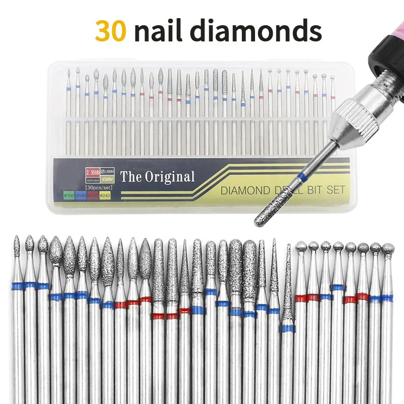 30Pcs Tungsten Steel Nail Grinding Head For Electric Pedicure Manicure Machine Nail Care Gel Polish Remover Polishing Tool