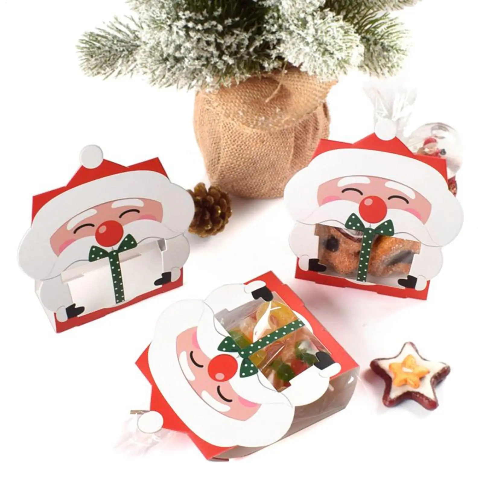 8Pcs Christmas Treat Bags Reusable Holiday Festive Containers Christmas Cookie Candy Holiday Treat Bags for Party Favors