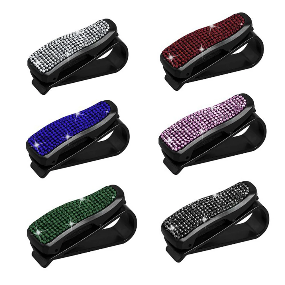 

Crystal Rhinestone Glasses Clip for Car Sun Visor Mount Sunglasses Clip Holder Fastener Auto Car Interior Decoration Accessories
