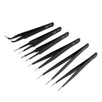6pcs Precision Tweezers Set ESD Anti-Static Stainless Steel Tweezers Repair Tools for Electronics Repair Soldering Craft Tools 2