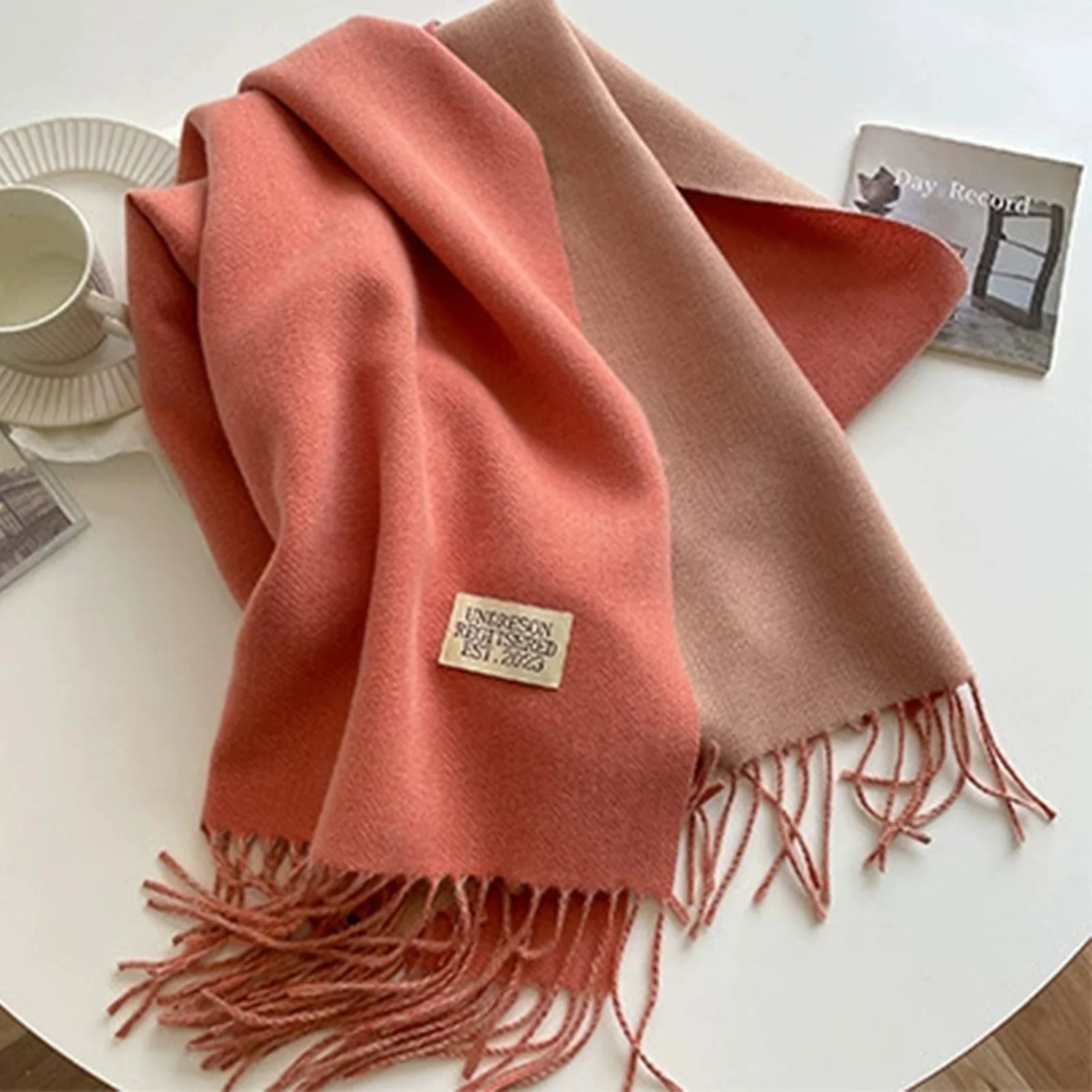 

Fashion Two-Sided Wrap Scarves Winter 200X70CM Fringe Large Scarf Luxury Brand Autumn Thick Shawls Female Cashmere Warm Bandana