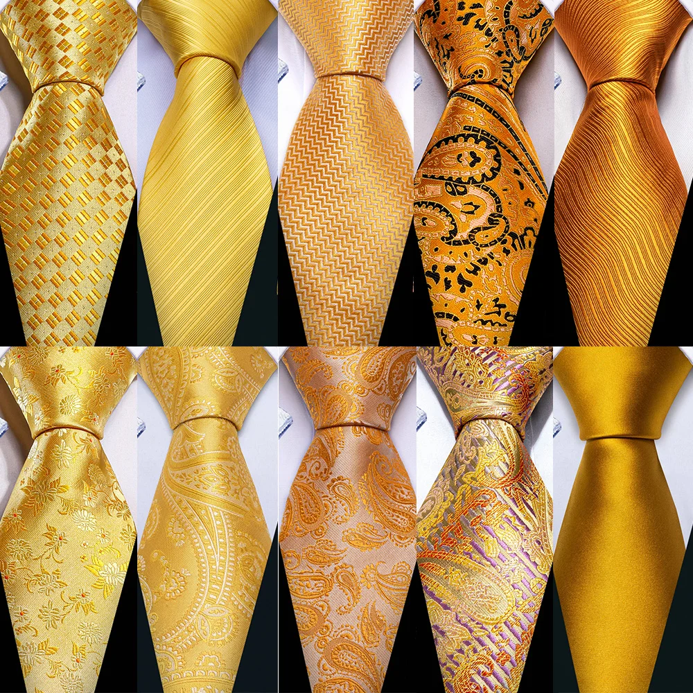 ClassicGoldSilkMenNecktieFashionStripeHighQualityHandkerchief