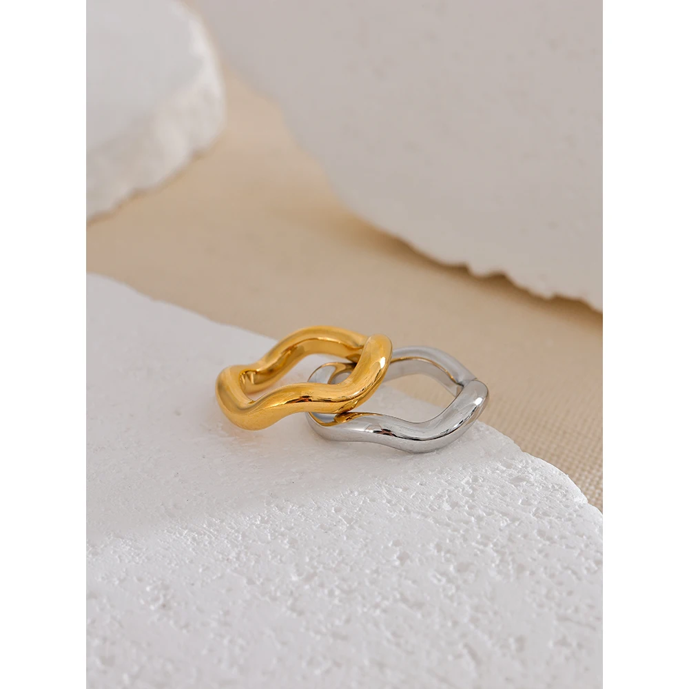 Yhpup Women Stainless Steel Twisted Finger Ring 18K PVD Plated